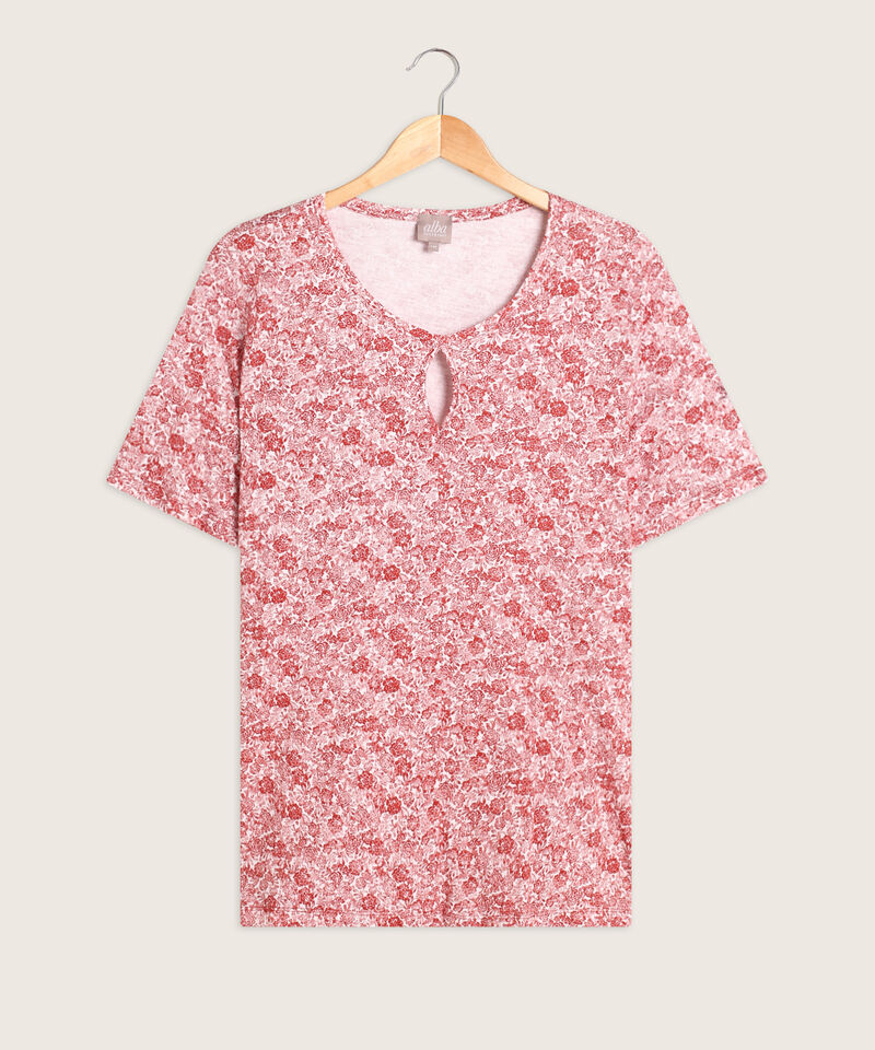 Camiseta Manga Corta Con Abertura En Frente Estampada