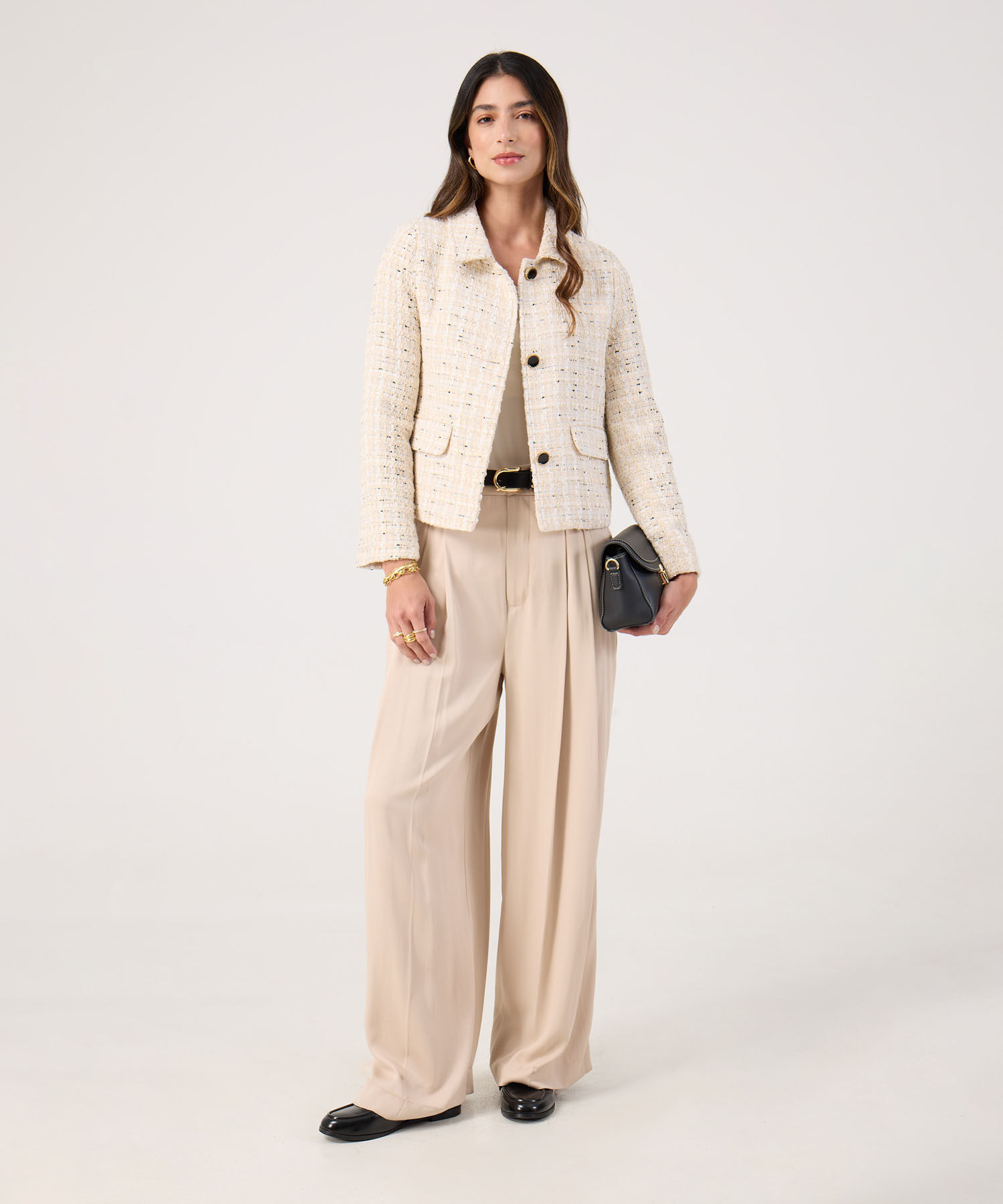 Chaqueta Texturizada Con Cuello Camisero