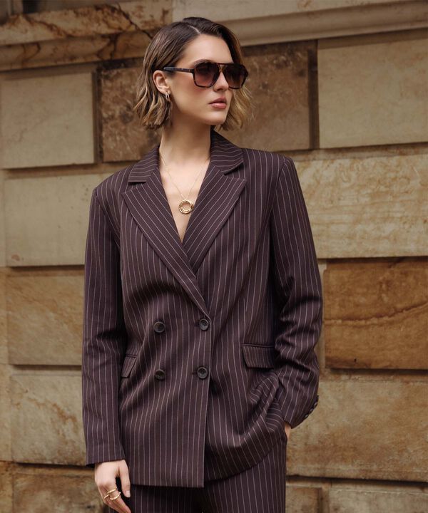 Chaqueta Tipo Blazer Cruzada Para Mujer