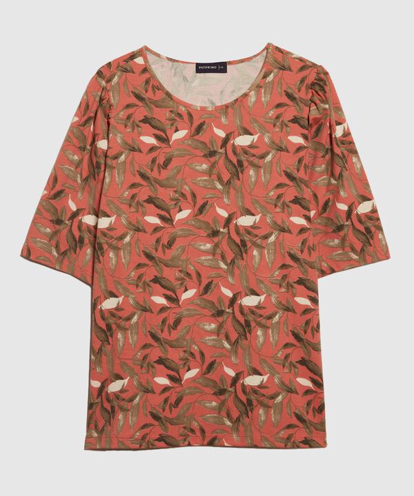Camiseta Estampada Manga Corta Tipo Bombacha, Escote Redondo