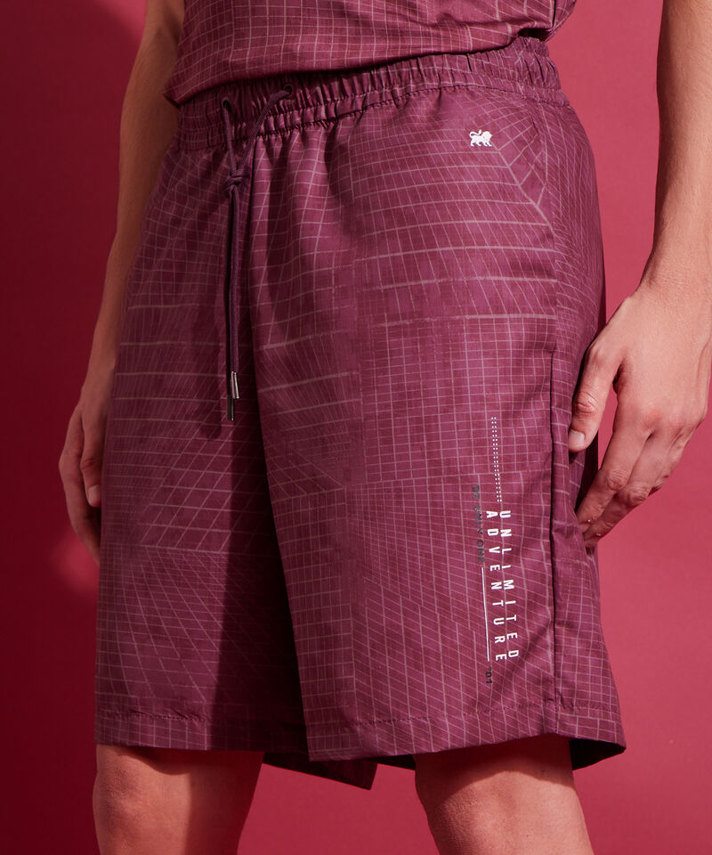 Bermuda Plana Estampada Con Bolsillos
