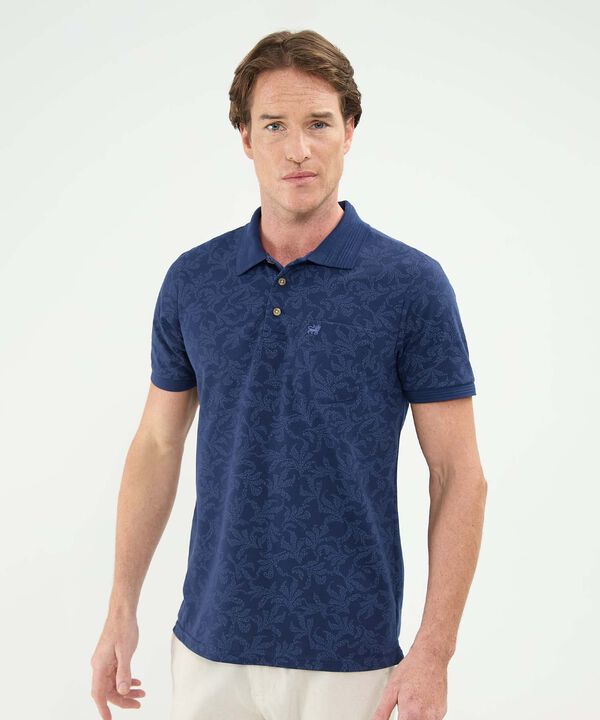 Polo Estampada, Cuello Y Puños Tejidos image number null