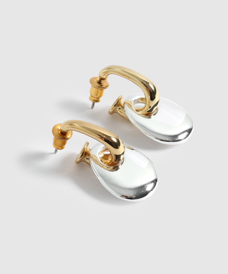 Aretes Argollas Con Colgante Bicolor Mujer