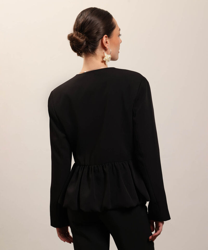 Chaqueta Unicolor Con Bolero Inferior Para Mujer