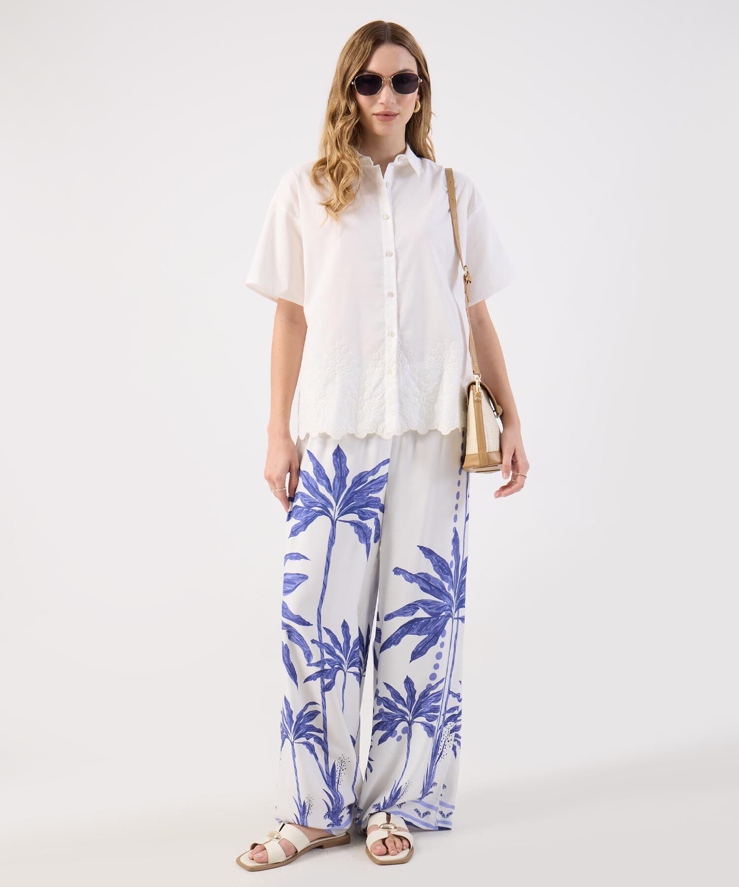 Pantalón Palazzo Estampado Palmeras