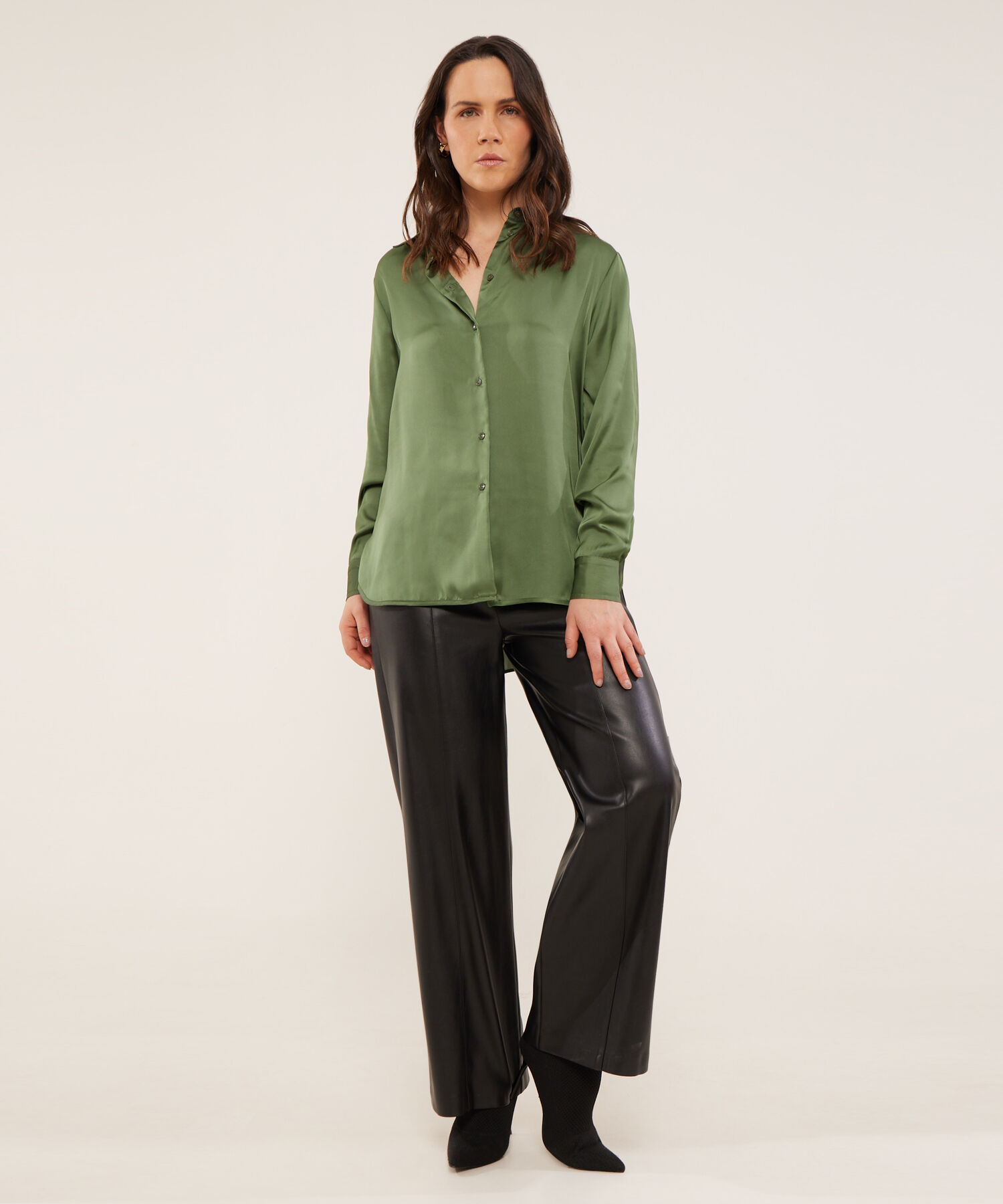 Camisa Manga Larga En Satín