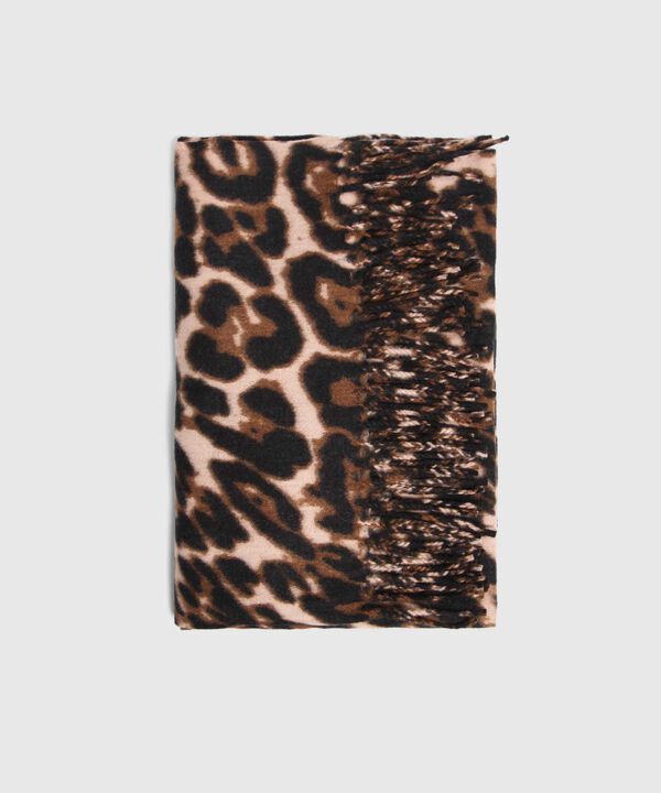 Bufanda Gruesa Animal Print Flecos Para Mujer image number null