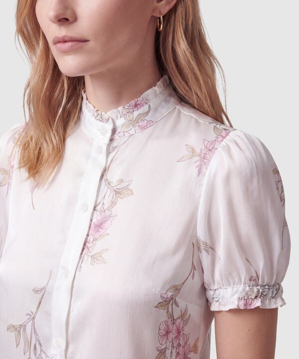 Camisa Estampada Manga Corta Para Mujer