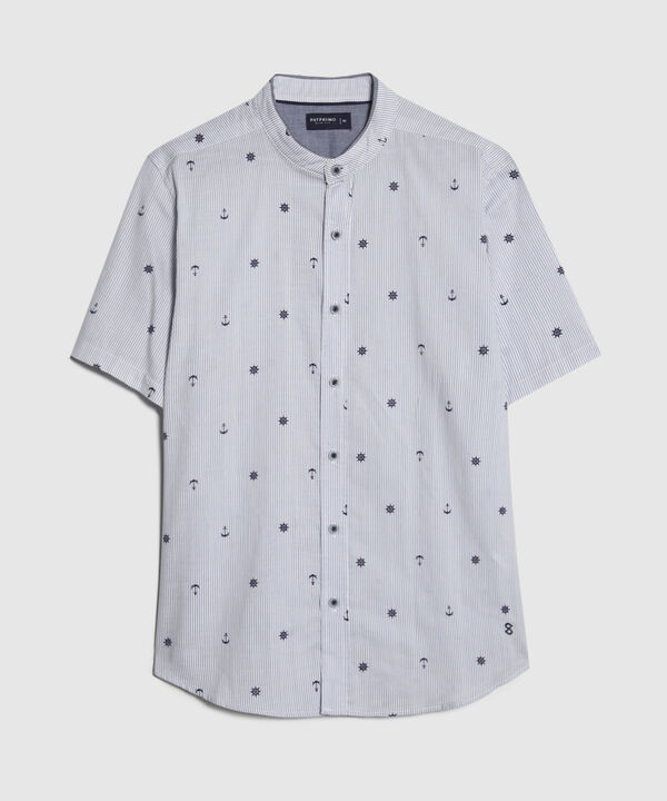 Camisa Estampada Cuello Mao