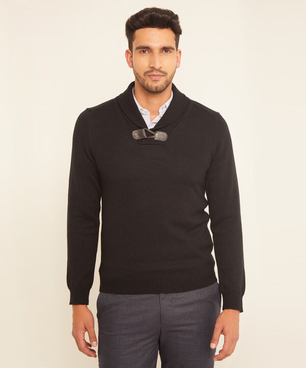 Buzo De Punto Con Cuello Shawl Y Cierre De Alamar