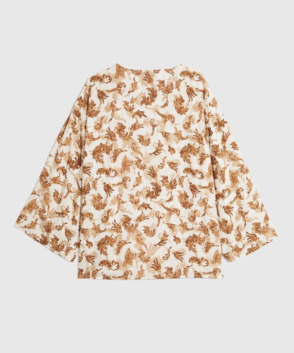 Blusa Estampada Escote En V Para Mujer image number null