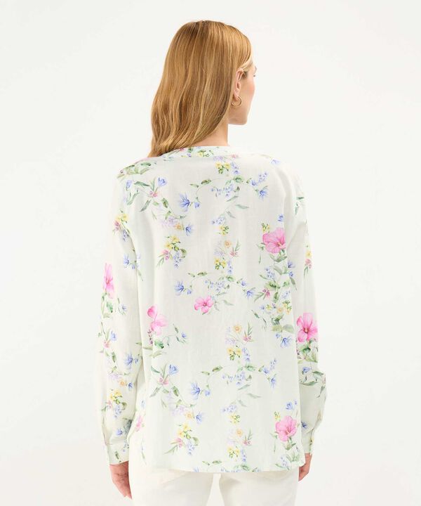 Blusa Estampada en Efecto Lino