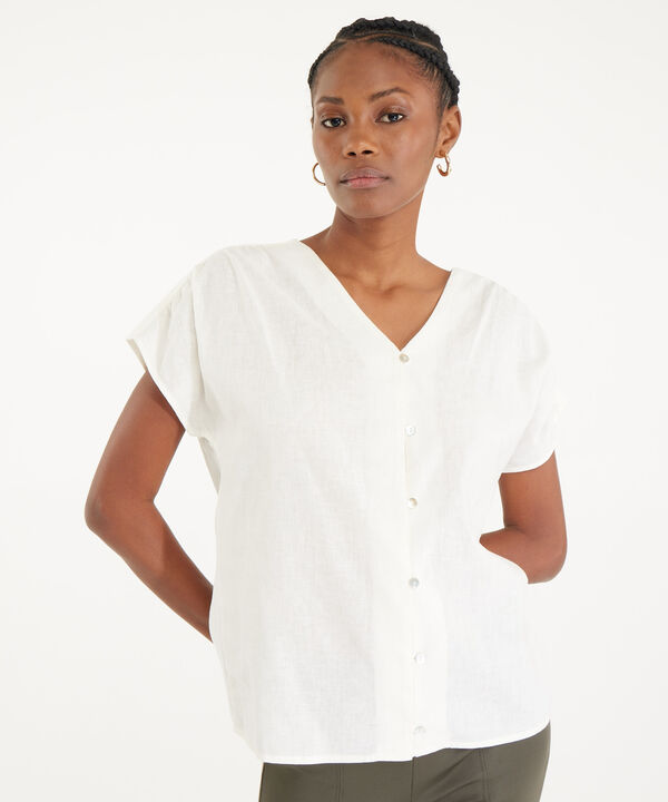 Blusa Manga Rodada Corta Cuello En V