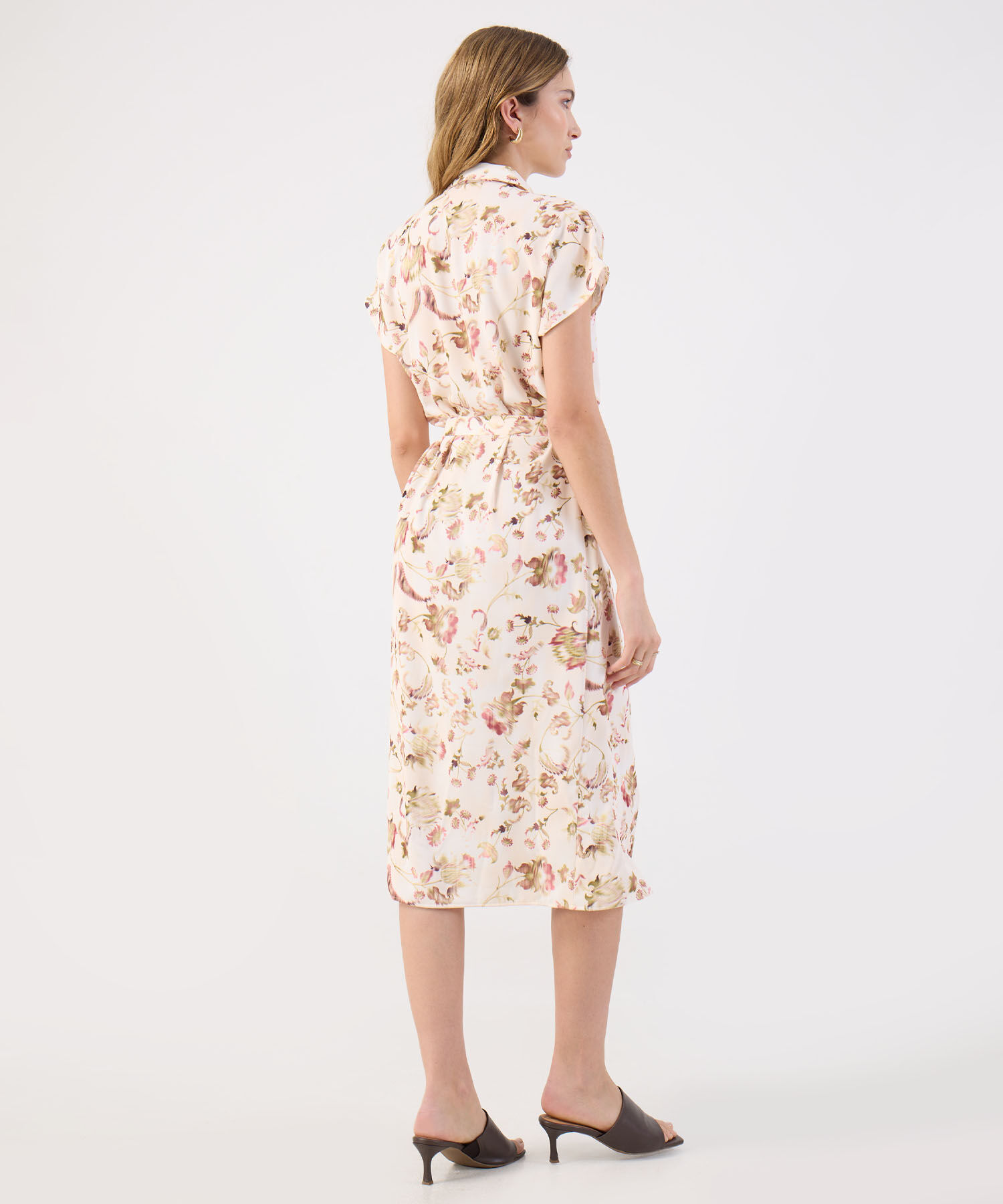 Vestido Camisero Estampado Mujer Con Cinturón