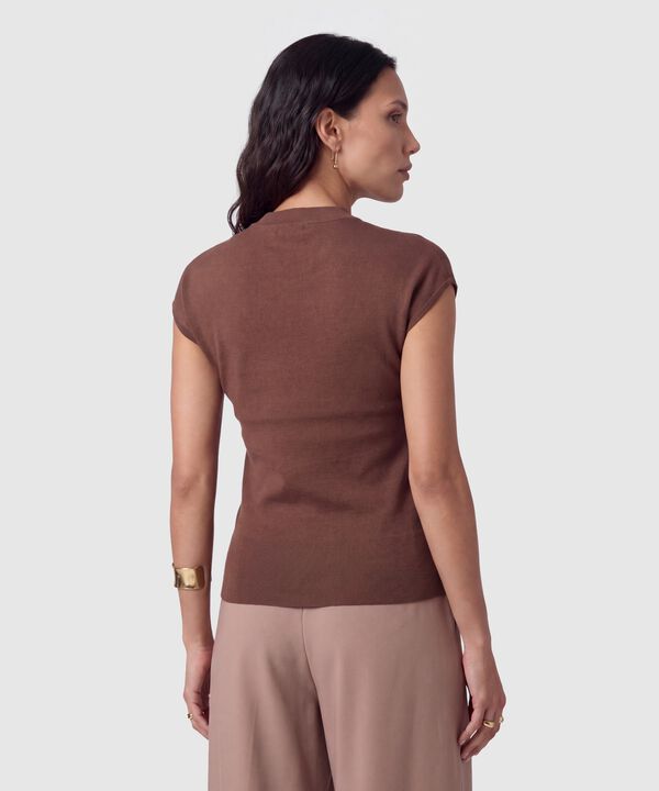 Camiseta Tejida Manga Corta Para Mujer