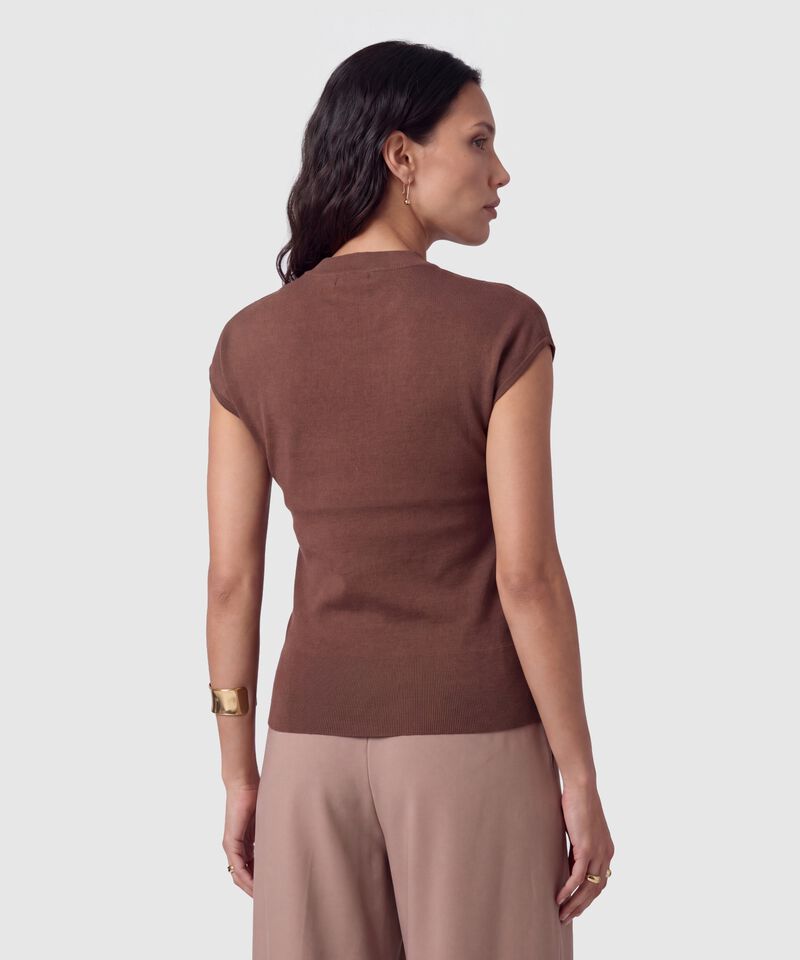 Camiseta Tejida Manga Corta Para Mujer