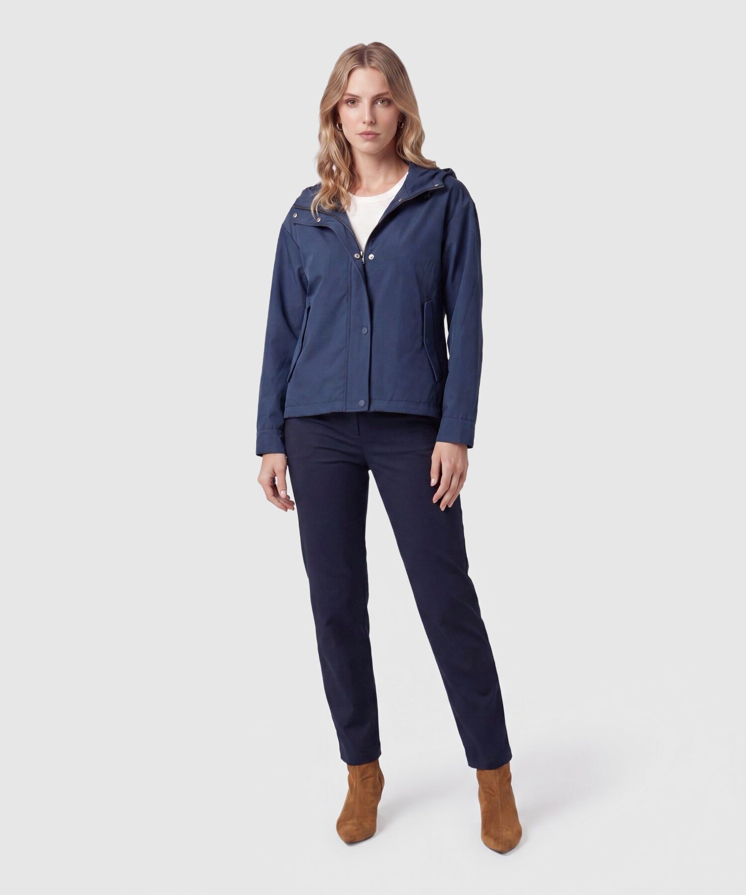 Chaqueta Cortavientos Con Capucha Para Mujer