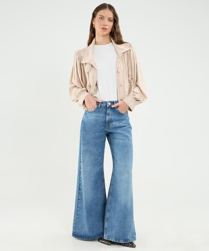Chaqueta Unicolor Crop Cuello Alto