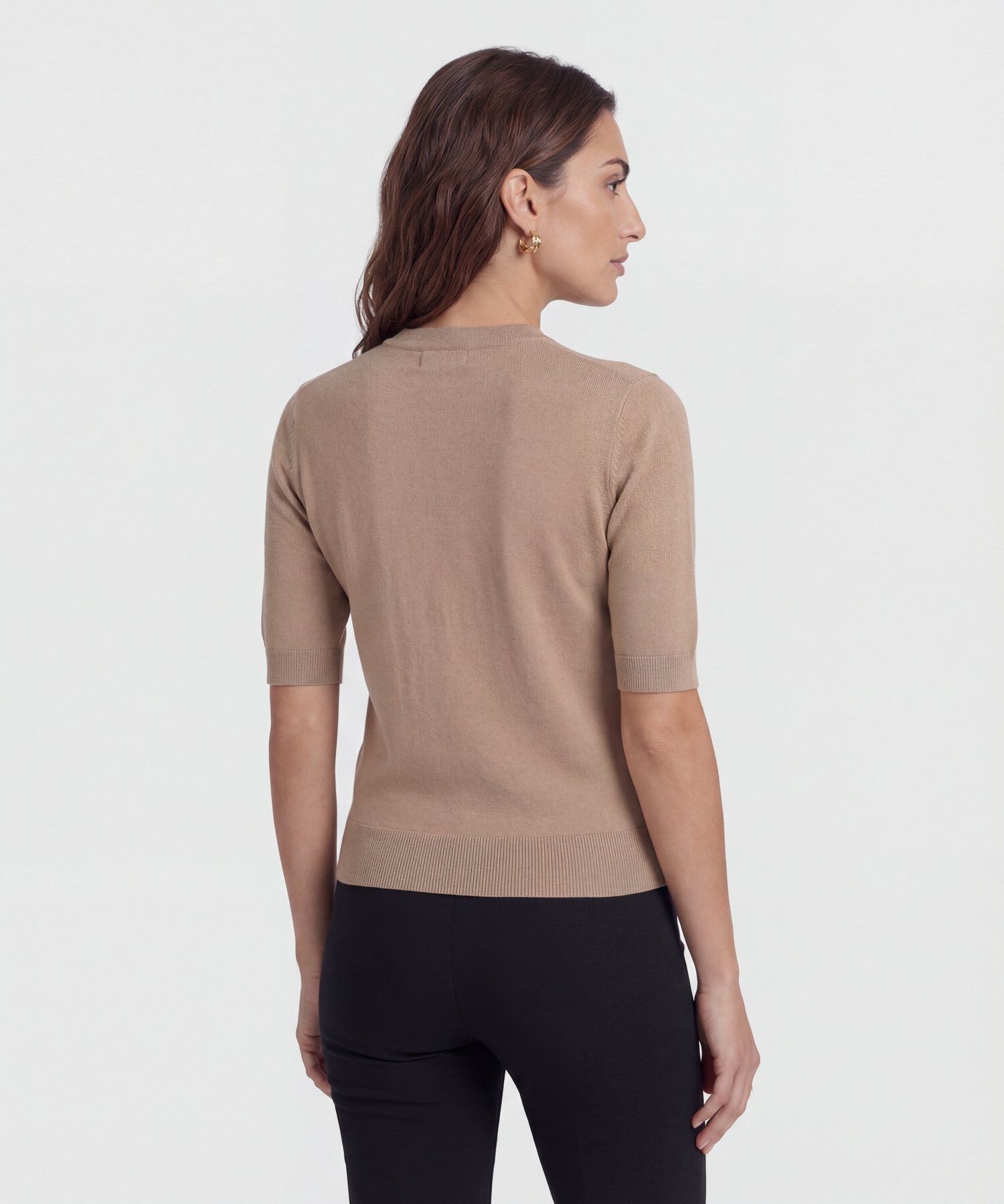 Camiseta Unicolor Manga Corta para Mujer