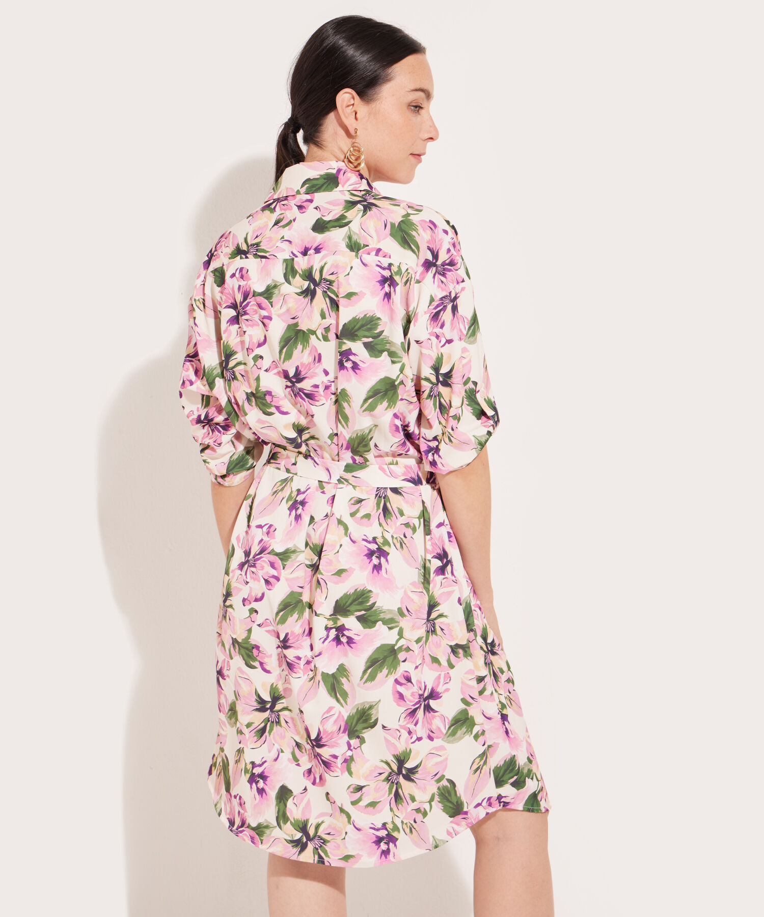 Vestido Estampado Con Cinturón
