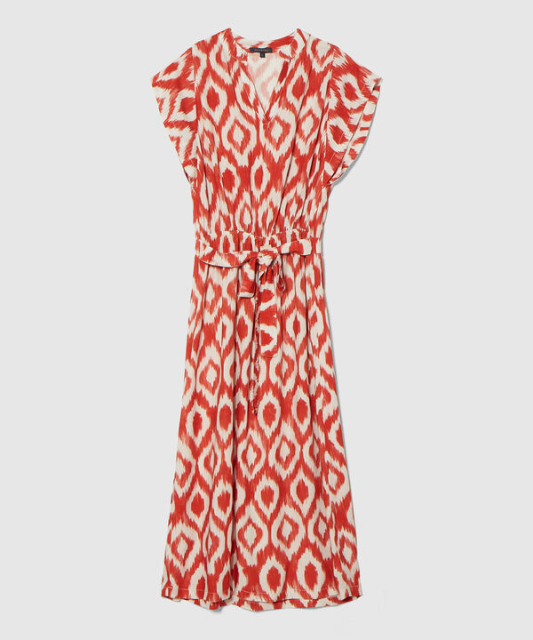 Vestido Estampado Manga Corta Midi