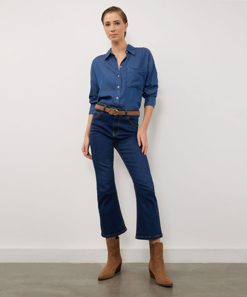 Camisa Camisa Tencel Oversize Manga Larga