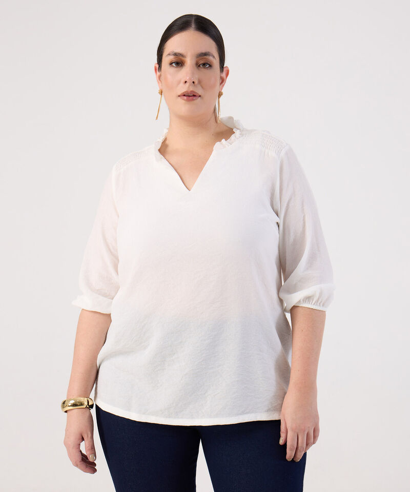 Blusa unicolor para mujer curvy