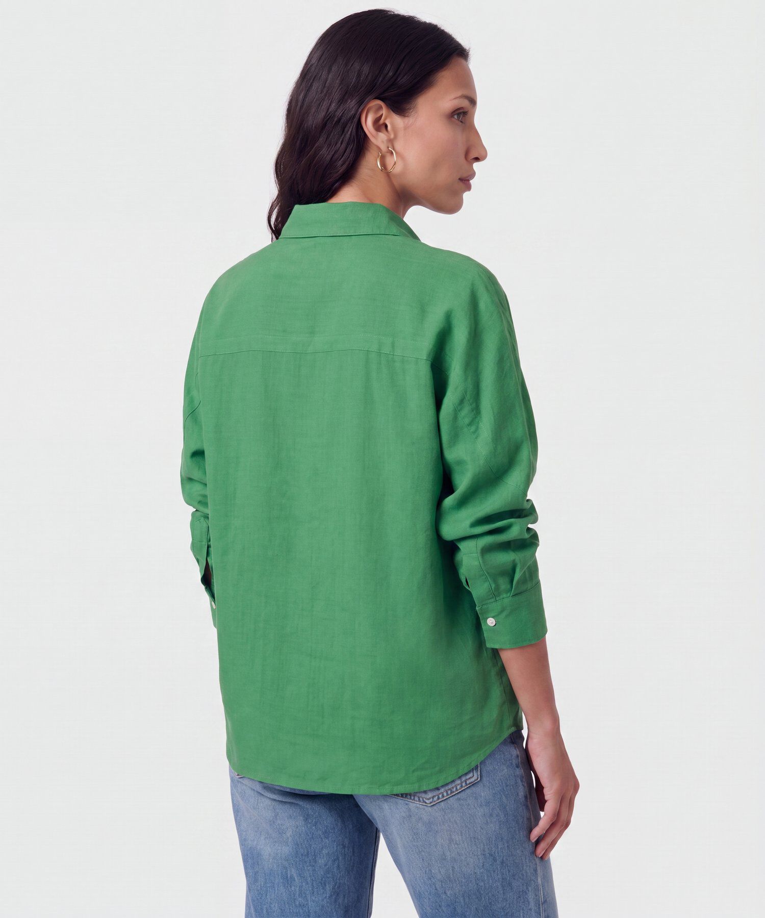 Camisa Manga Larga Con Corte Frontal Para Mujer