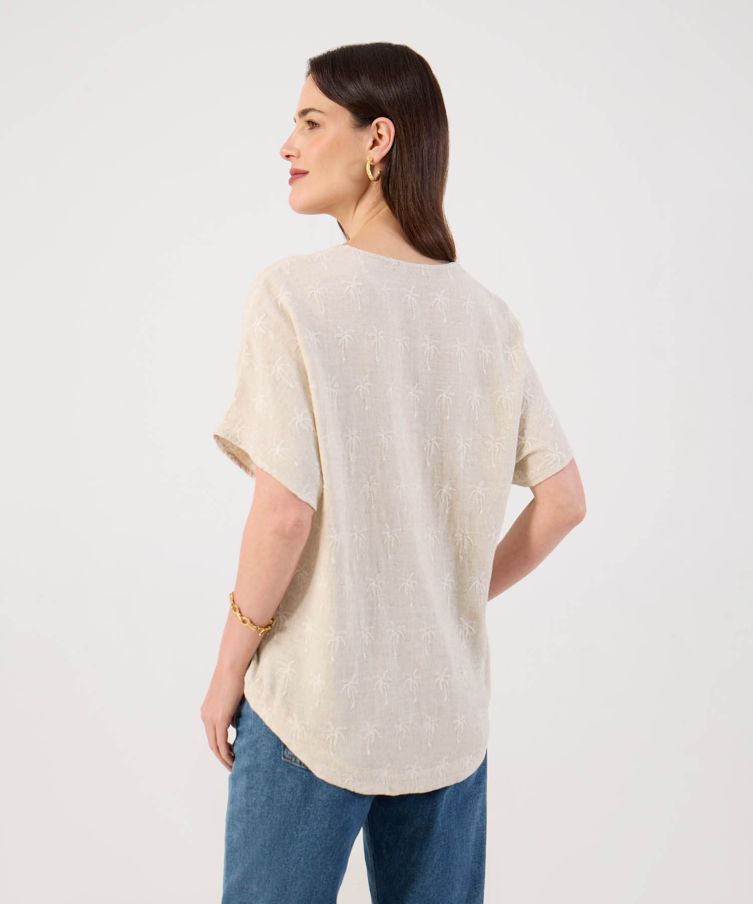 Blusa Estampada con Manga Corta para Mujer