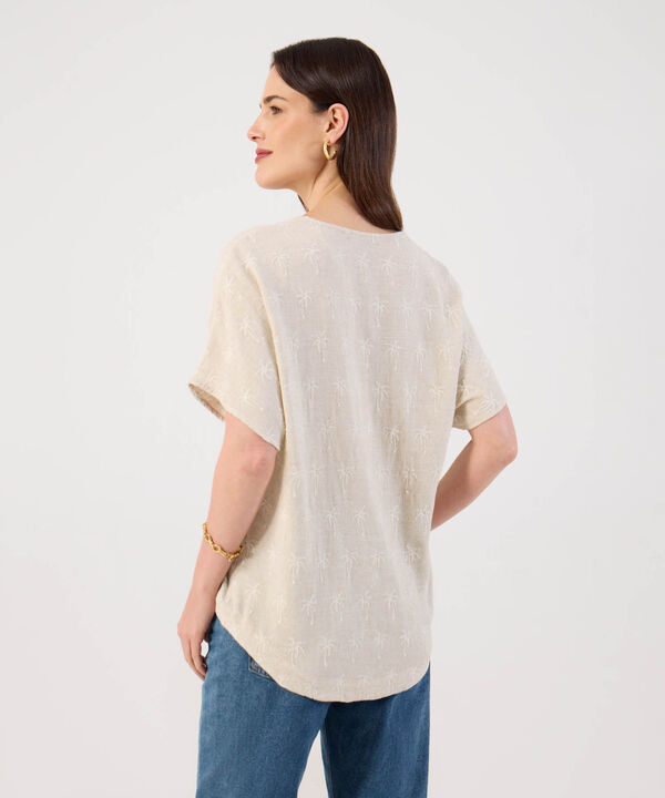 Blusa Estampada con Manga Corta para Mujer