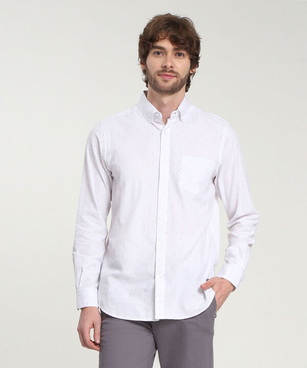 Camisa Corbatera Manga Larga Estampado Cuello Button Down Regular image number null