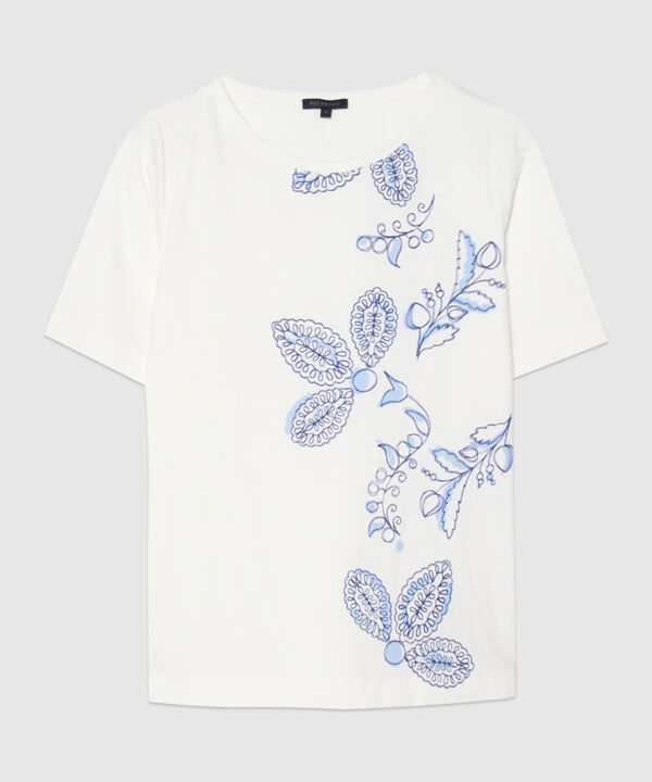 Camiseta Manga Corta Con Bordado Y Screen En Frente