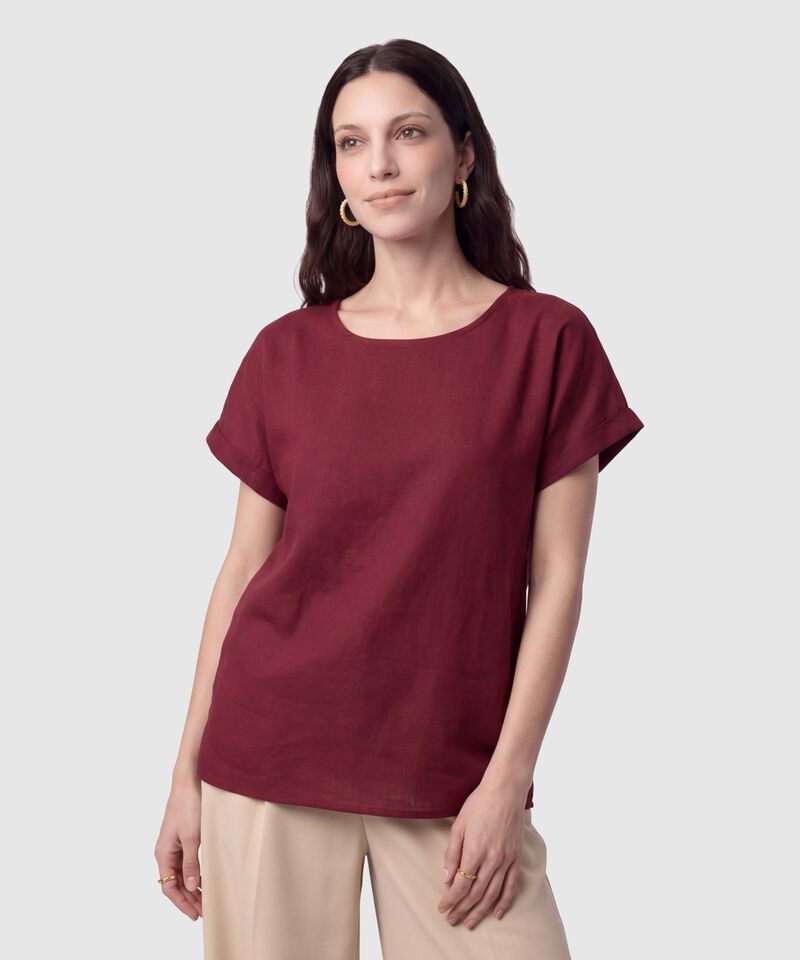 Blusa Manga Corta Dobladillo Para Mujer