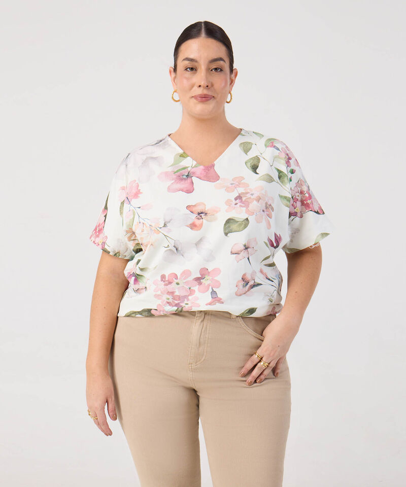 Camiseta Con Cuello En V Para Mujer Curvy