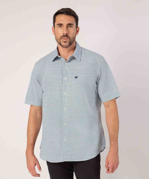 Camisa Tejido Con Microdiseño Manga Corta  image number null