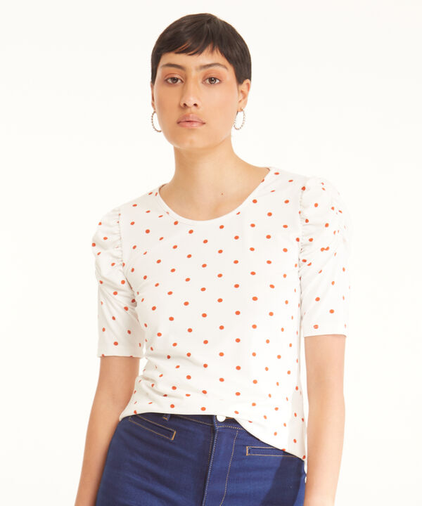 Camiseta Estampada Manga Corta Con Ruche
