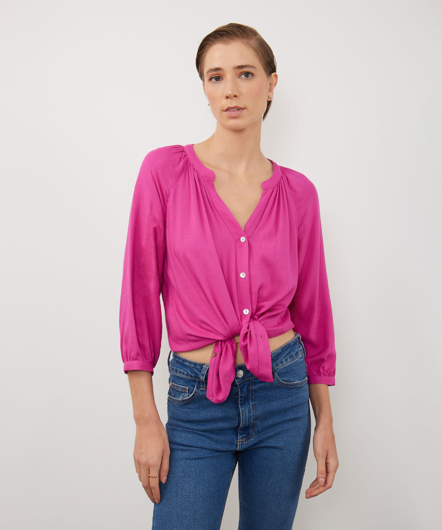 Blusa Manga 3/4 Cuello Neru Unicolor
