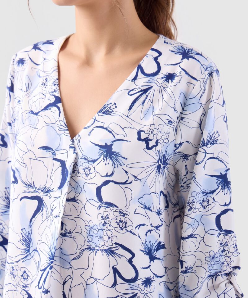 Blusa Escote V Manga 3/4 Para Mujer
