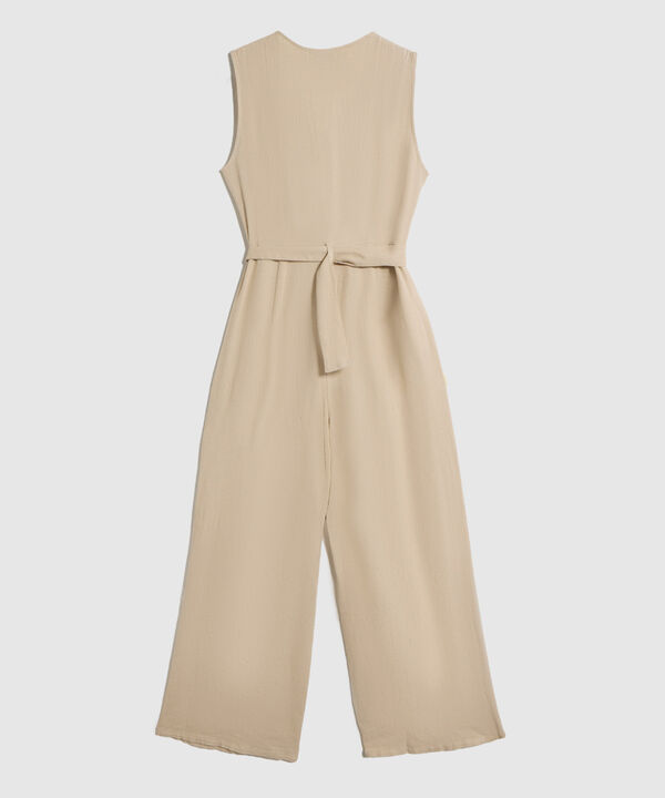 Enterizo Largo con Cintur&oacute;n y Perilla de Botones para Mujer image number null