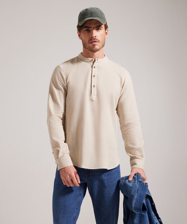 Camisa Unicolor Manga Larga, Slim Fit.