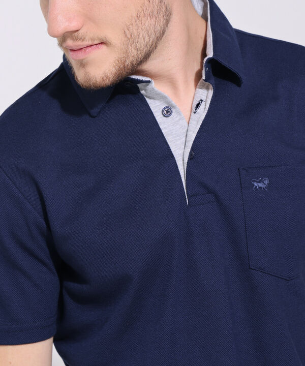 Polo Unicolor, Cuello Duro Con Bolsillo Y Silueta Regular Fit Naranja image number null