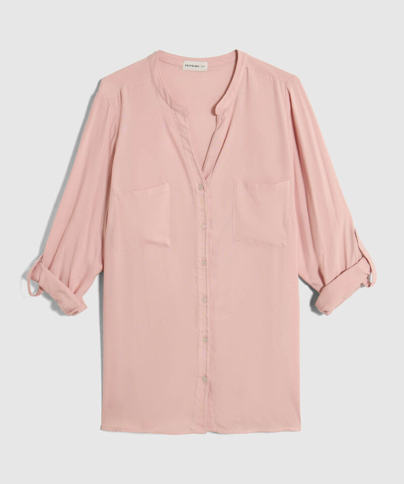 Camisa Cuello Ner&uacute; Y Doble Bolsillo Para Mujer Curvy