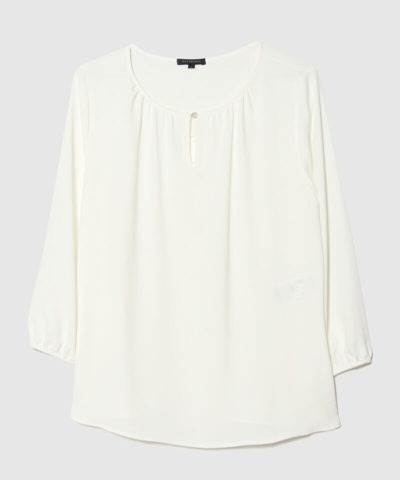 Blusa Manga 3/4 Con Detalle De  Pechera Con Broches  En Espalda