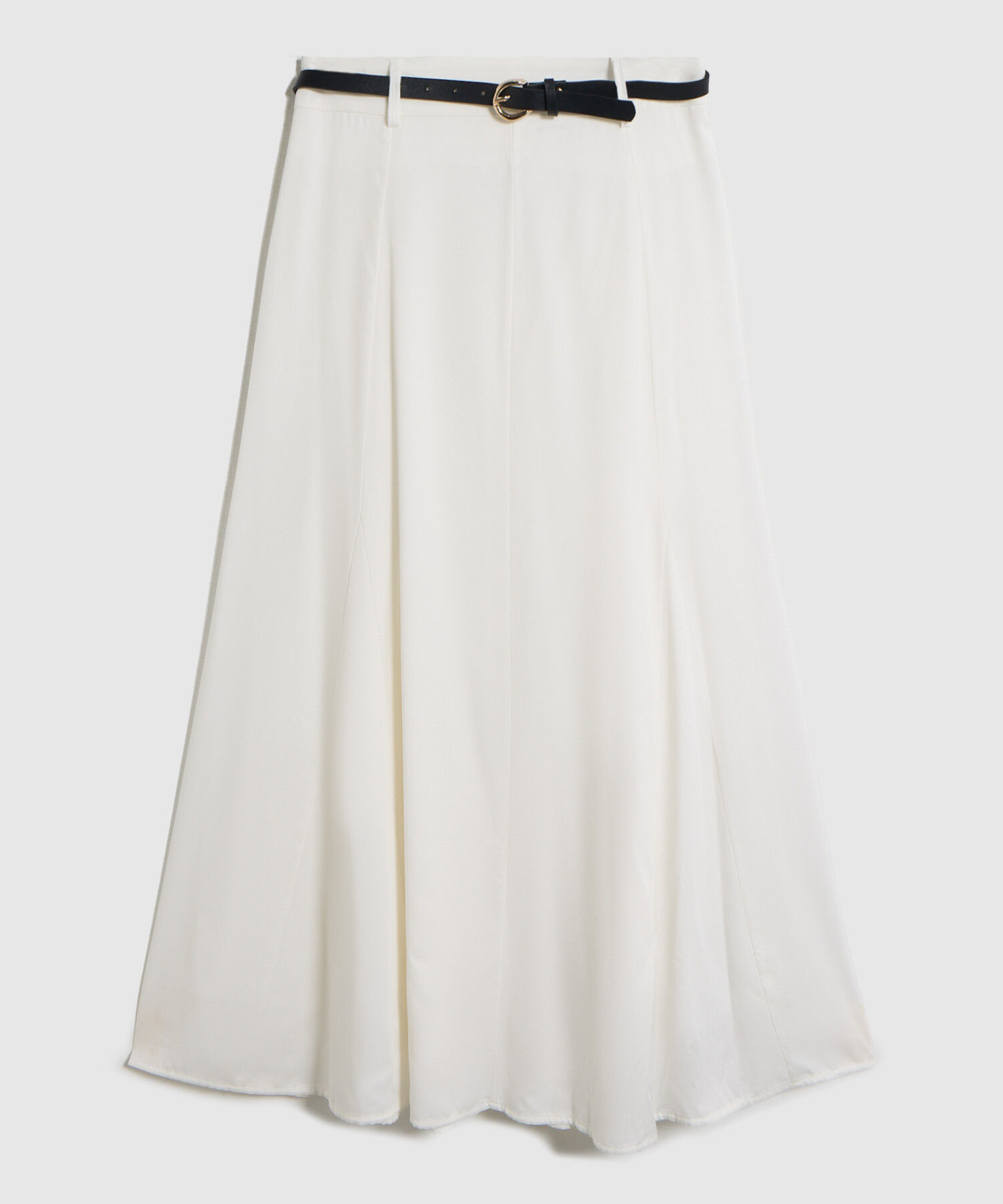 Falda Larga Fluida con Cintur&oacute;n para Mujer