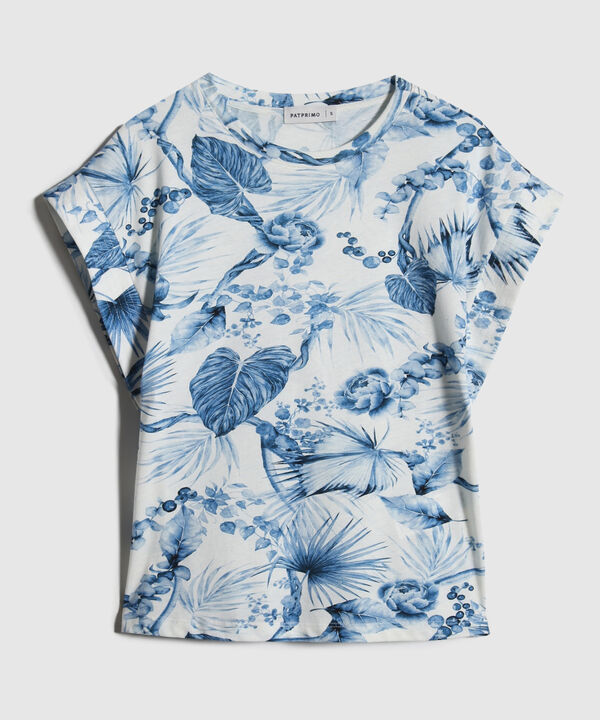 Camiseta Estampada De Hombro Rodado