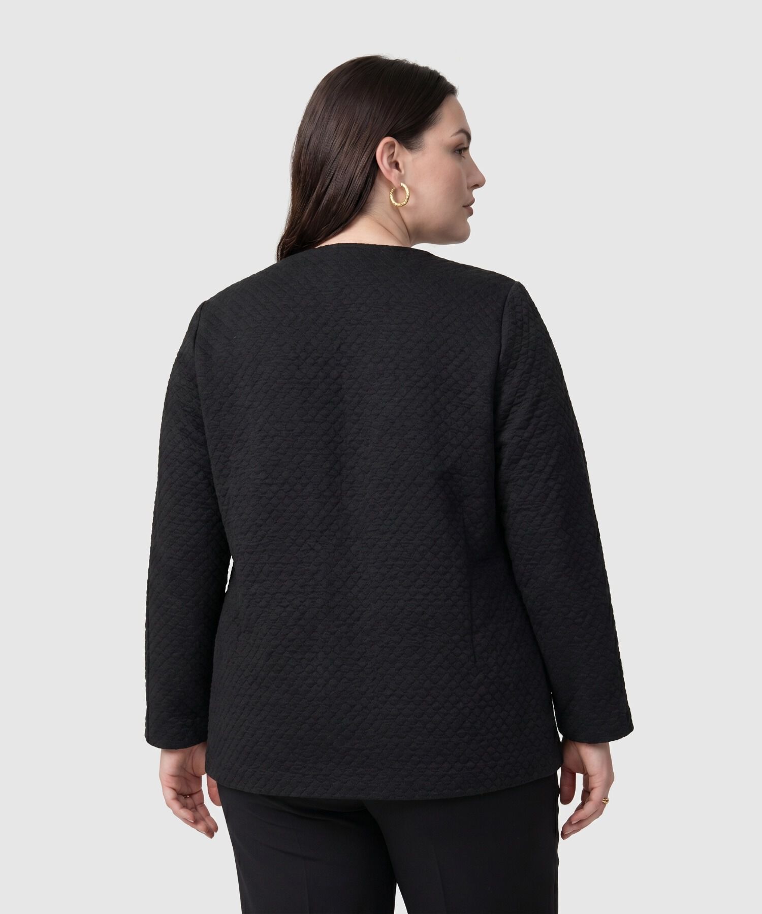 Chaqueta Unicolor Con Botones Para Mujer Curvy