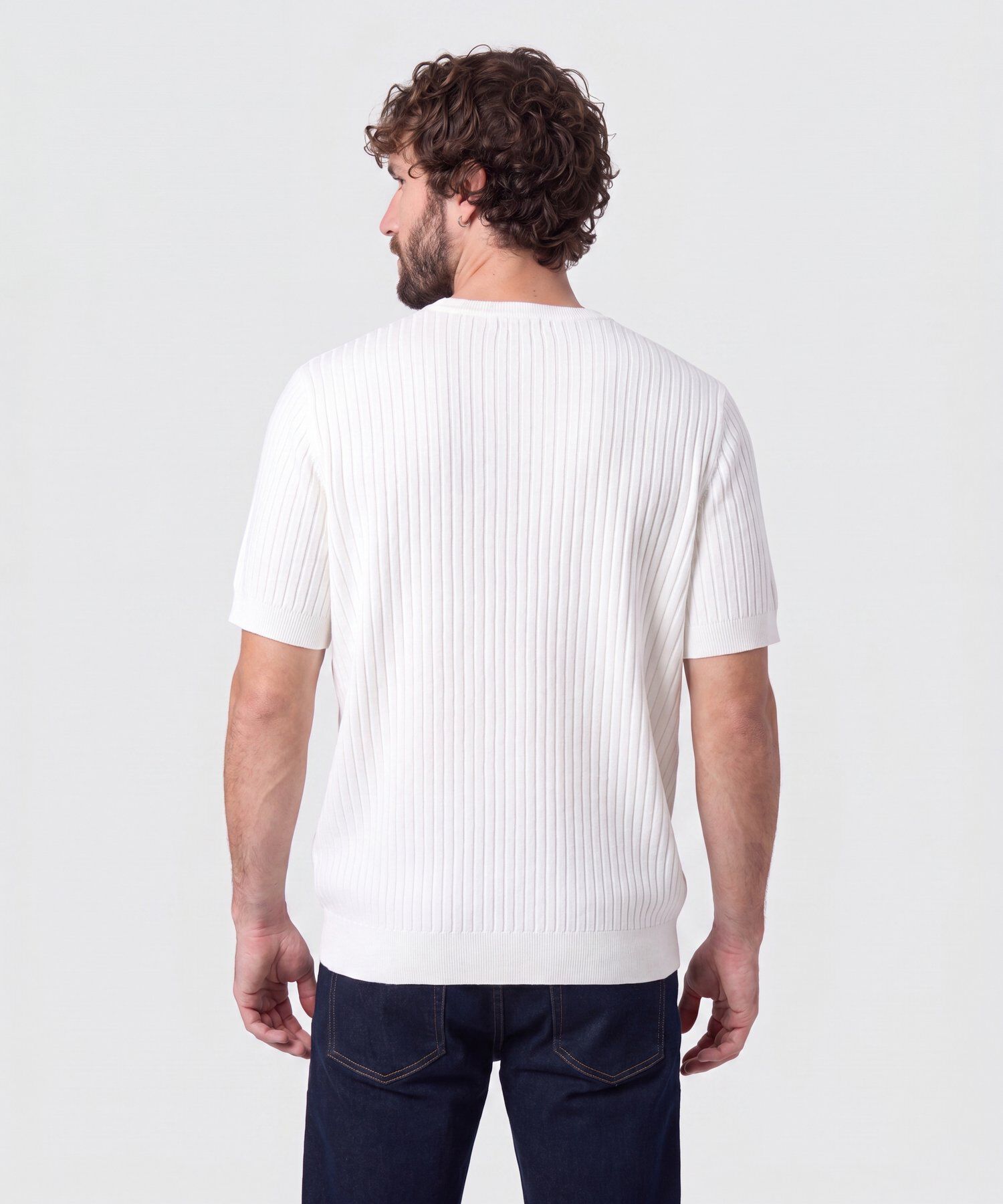Camiseta Acanalada De Punto Hombre