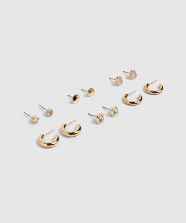 Set X6 Aretes Con Piedras Y Aros  image number null