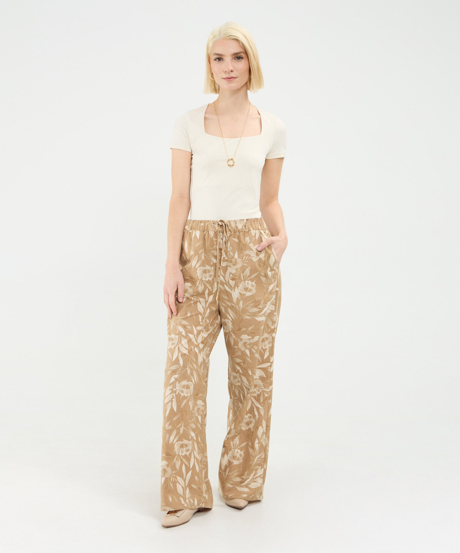 Pantalon En Lino Estampado