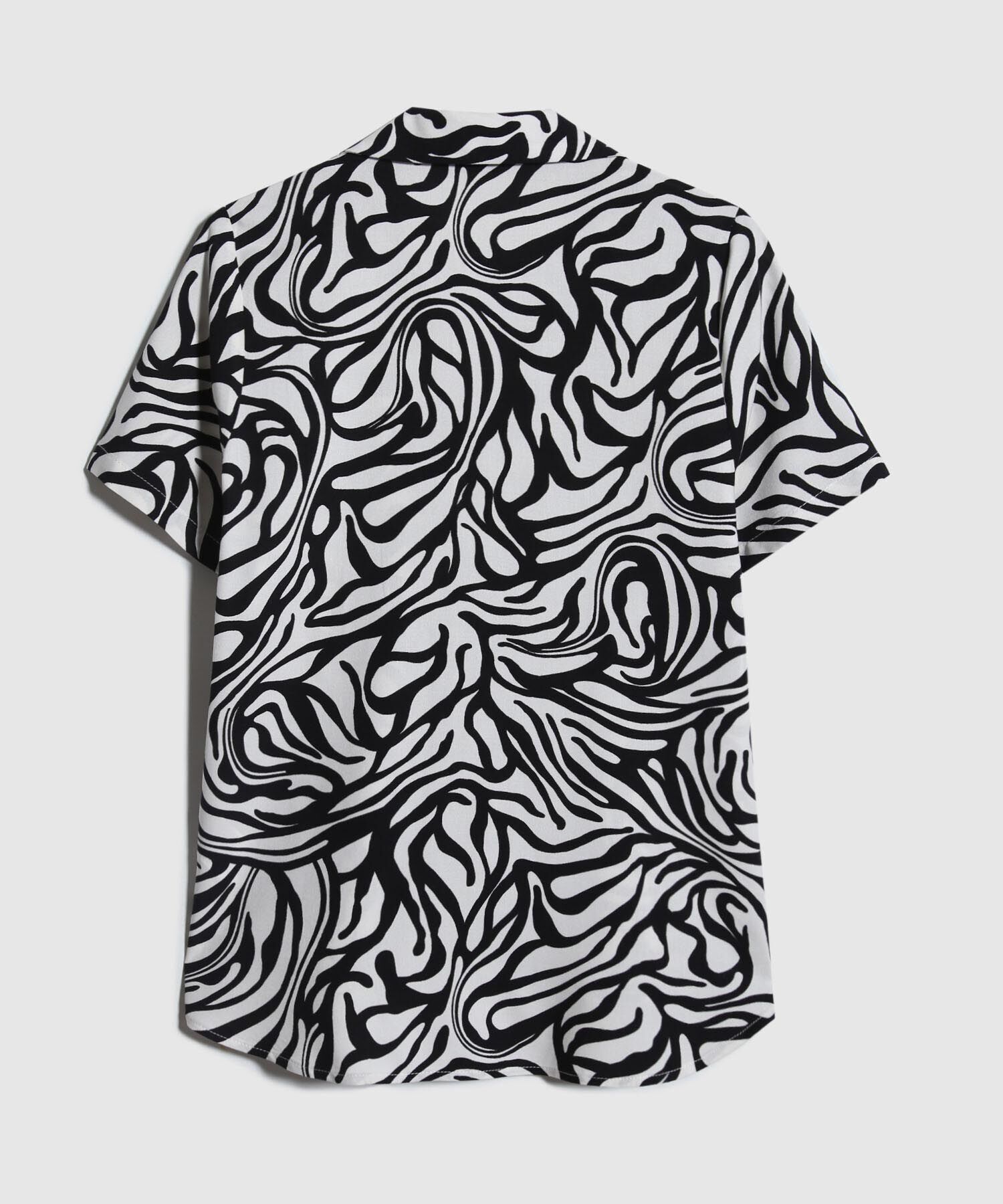Camisa Estampada, Manga Corta, Cuello Camisero